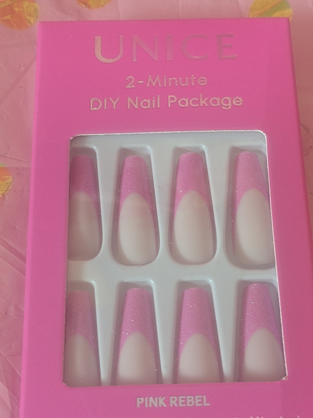Sunice Pink Rebel 2-Minute DIY Nail Package - Pink Press-On Nails Manicure Set F